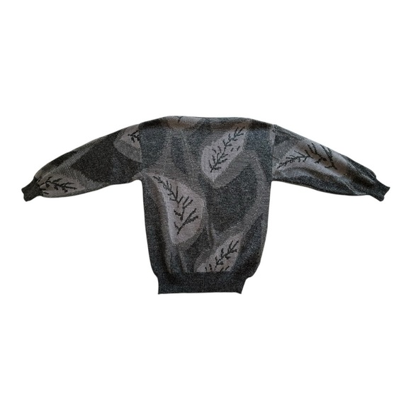 Vintage Leaf Abstract Pattern Wool Blend Sweater - Size Large - Picture 2 of 9